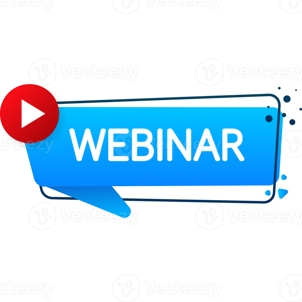 Live webinar banner in flat style on white background. Play . Web media. illustration png