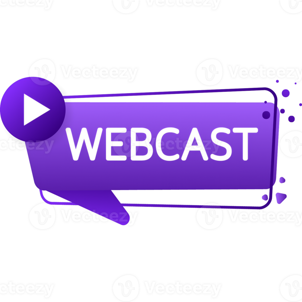 Live webcast banner in flat style on white background. Play webcast. Web media. illustration png
