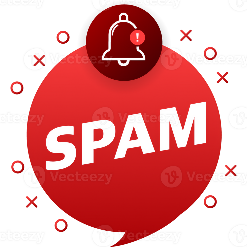 Spam bell notification mailbox concept. Email box hacking, spam warning. png