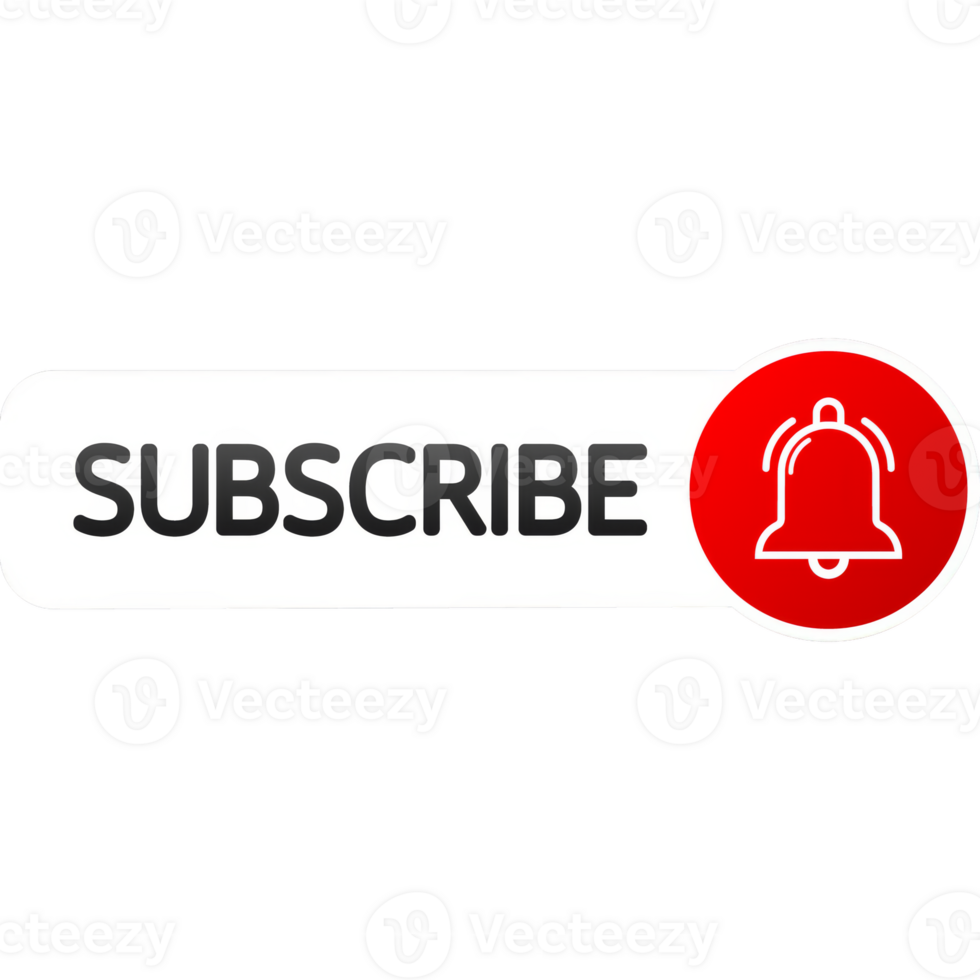Text Box and Subscribe Button Template with the notification bell. Button on white background png