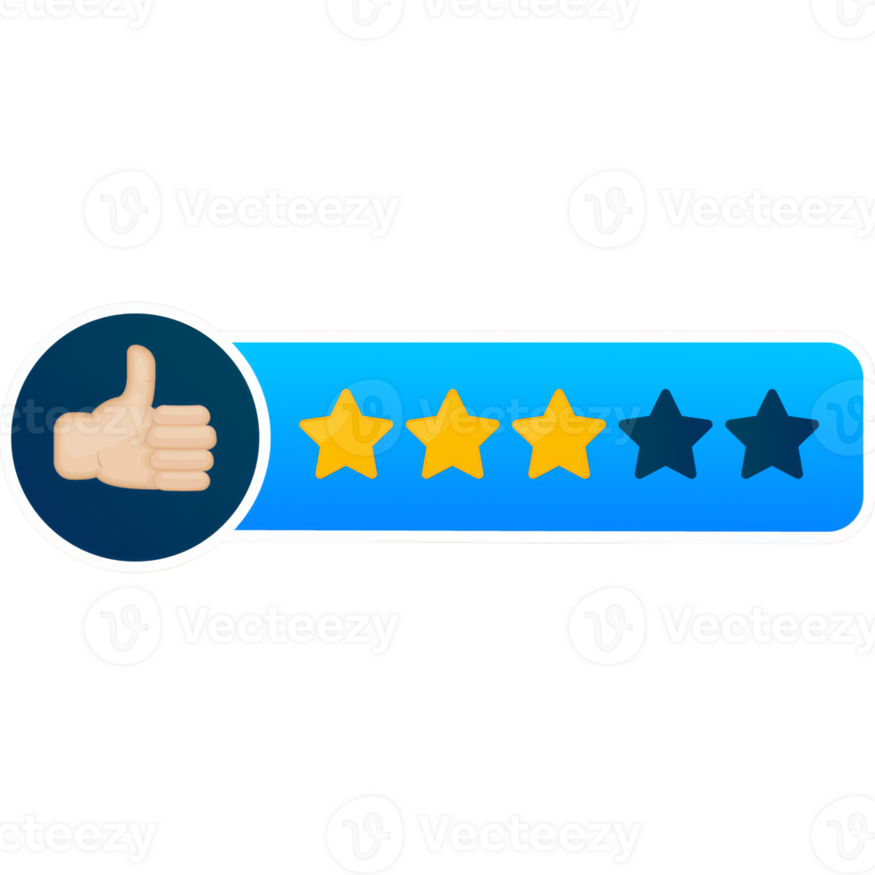 Rating stars badges on a white background. illustration png