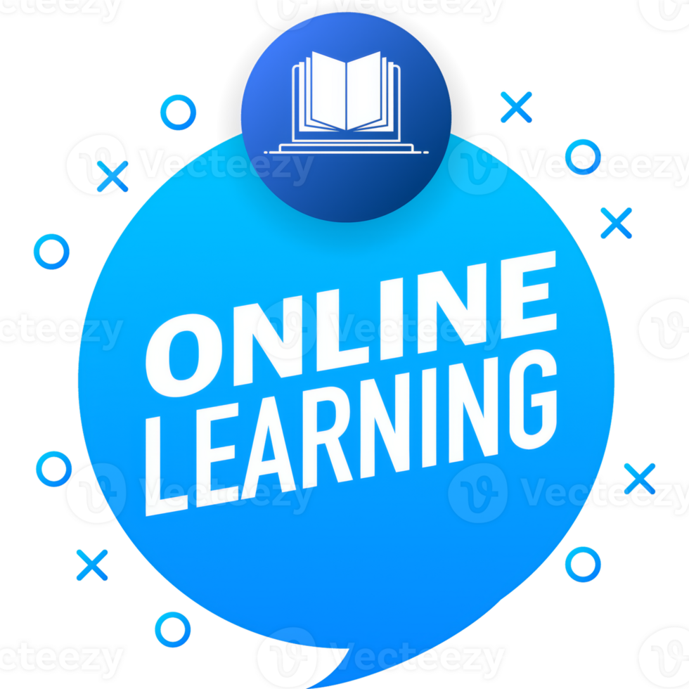 Online learning logo. Banner for concept design. Isometric illustration. Business concept png