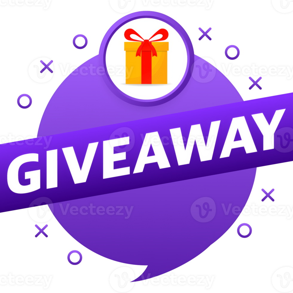 Giveaway logo template for social media post or website banner. illustration png