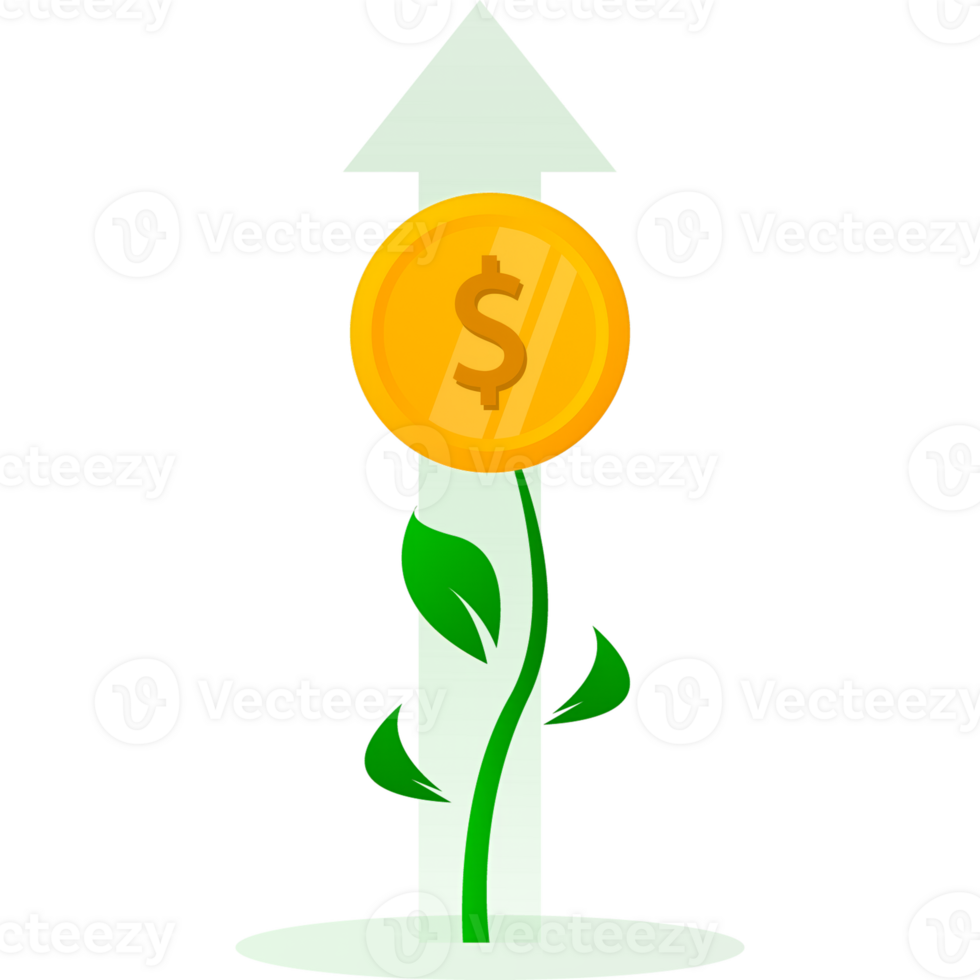 Finance growth . Flat green icon. Business financial investment. Economy design png
