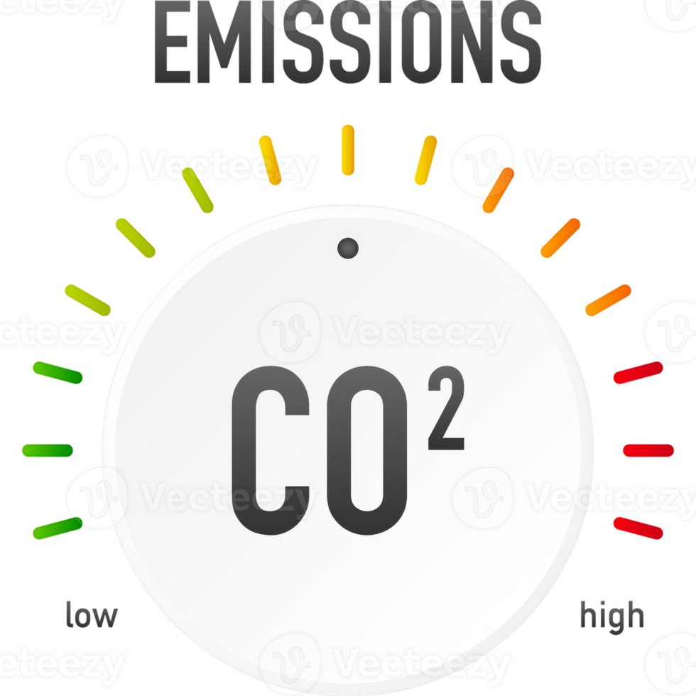 Co 2 emissions in flat style on green background. Simple illustration. flat illustration png
