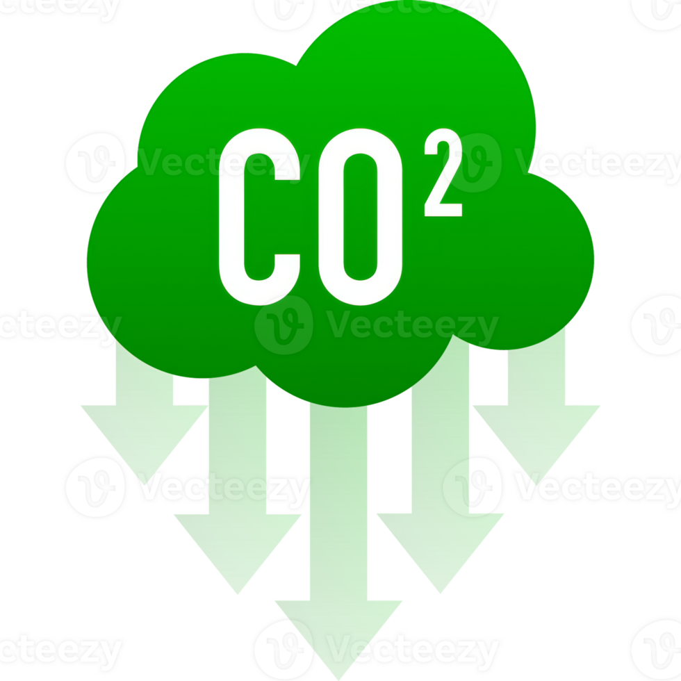 Co 2 emissions in flat style on green background. Simple illustration. flat illustration png