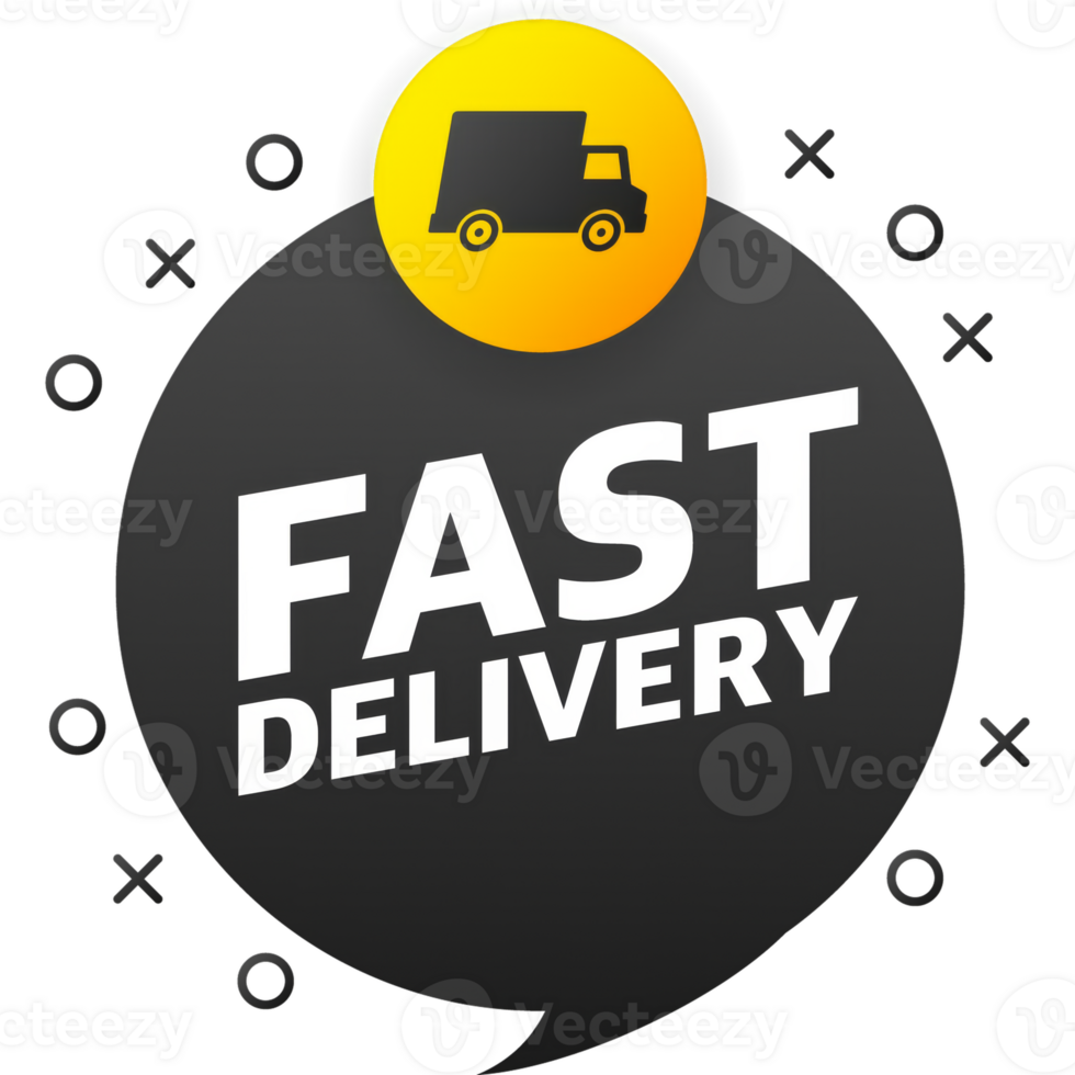 Fast delivery service badge. Fast time delivery order with stopwatch on white background. illustration png