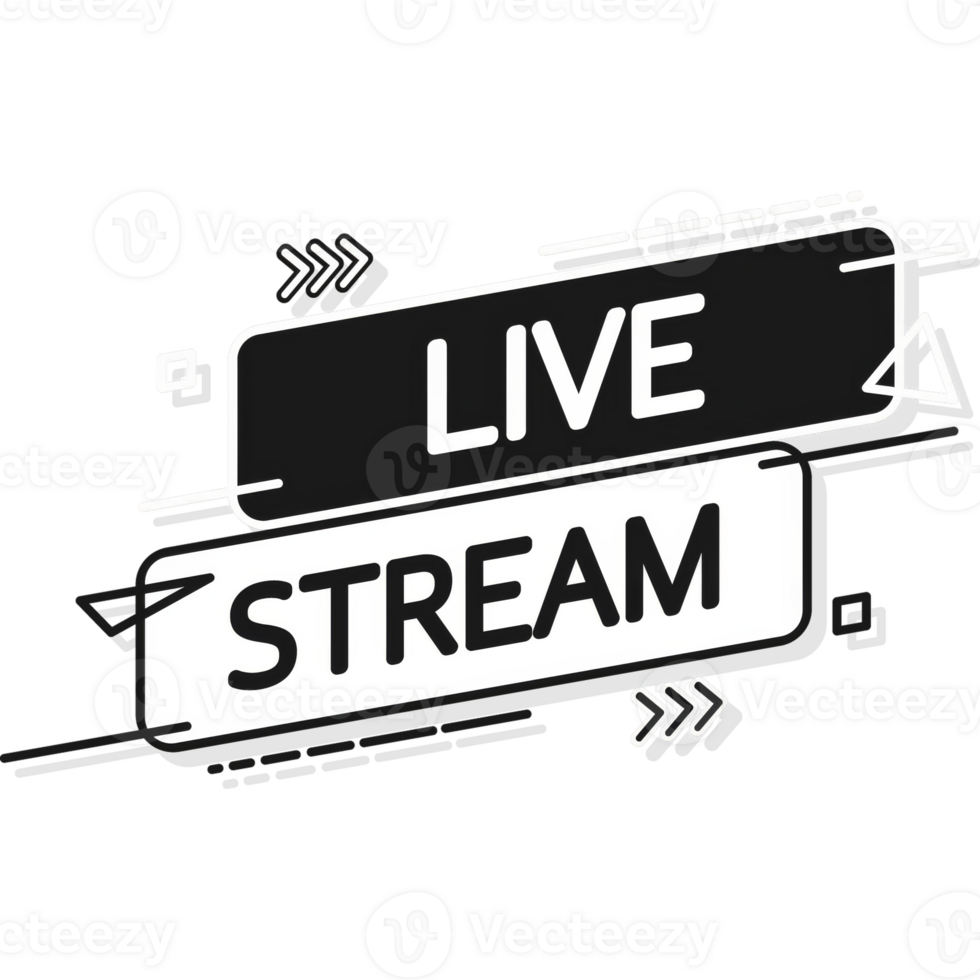 Live stream logo - red design element with play button for news and TV or online broadcasting png