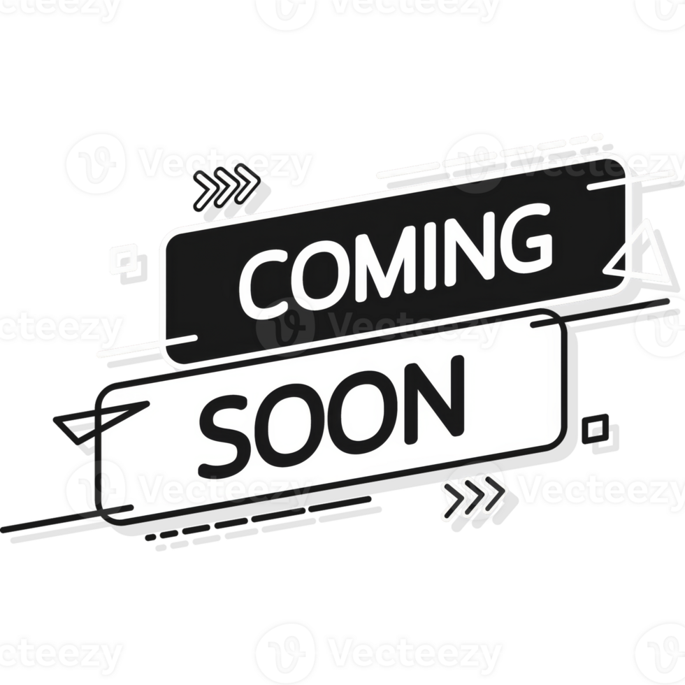 Coming soon flat banner on blue background. illustration png