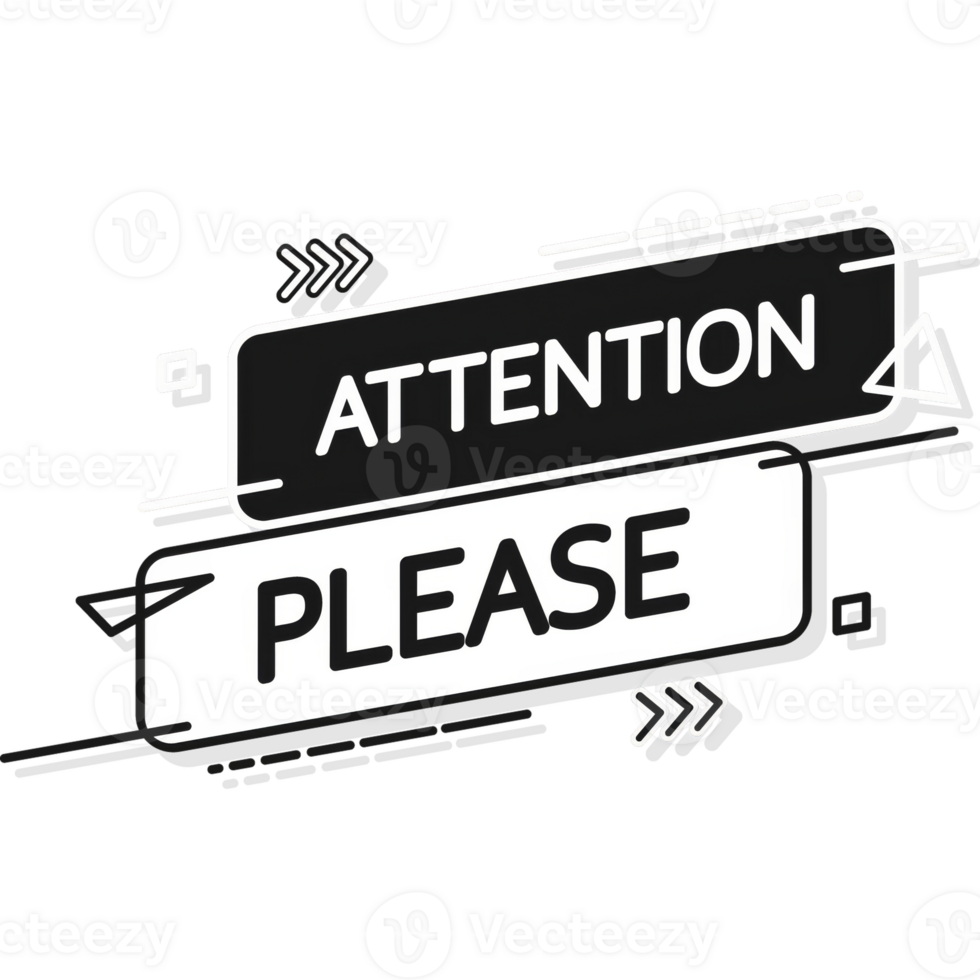 Attention please flat banner. illustration of important announcement png