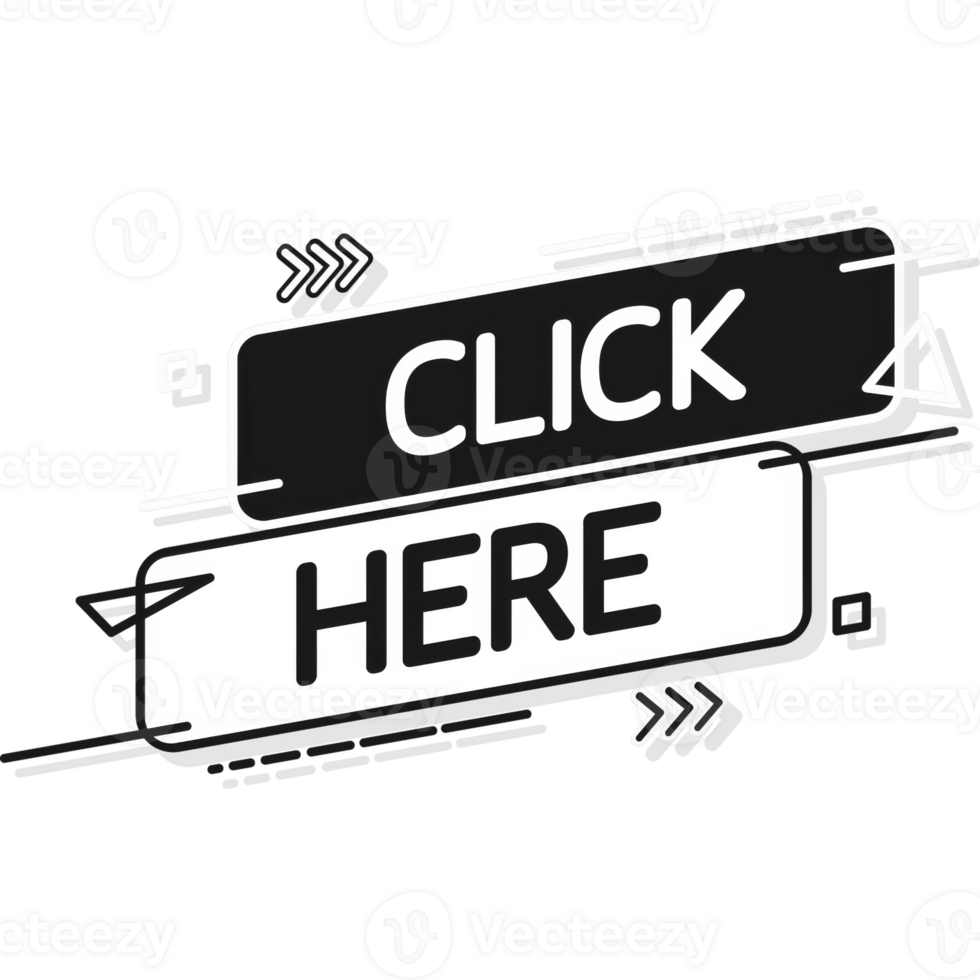 Icon with click here banner for web marketing design. Flat deign. Social media element. illustration png
