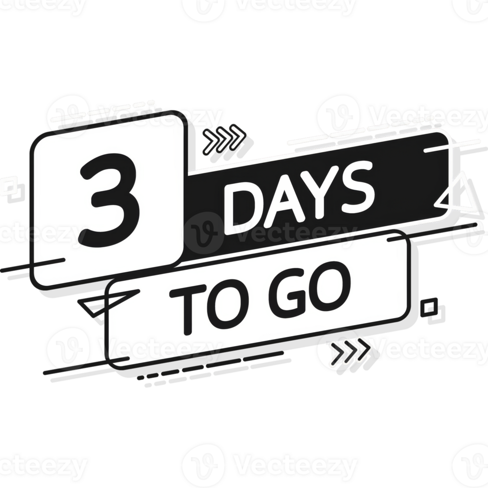 3 Days to go poster in flat style. illustration for any purpose. png