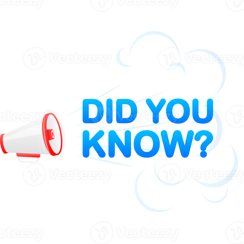 Megaphone blue banner with Did you know sign. illustration png