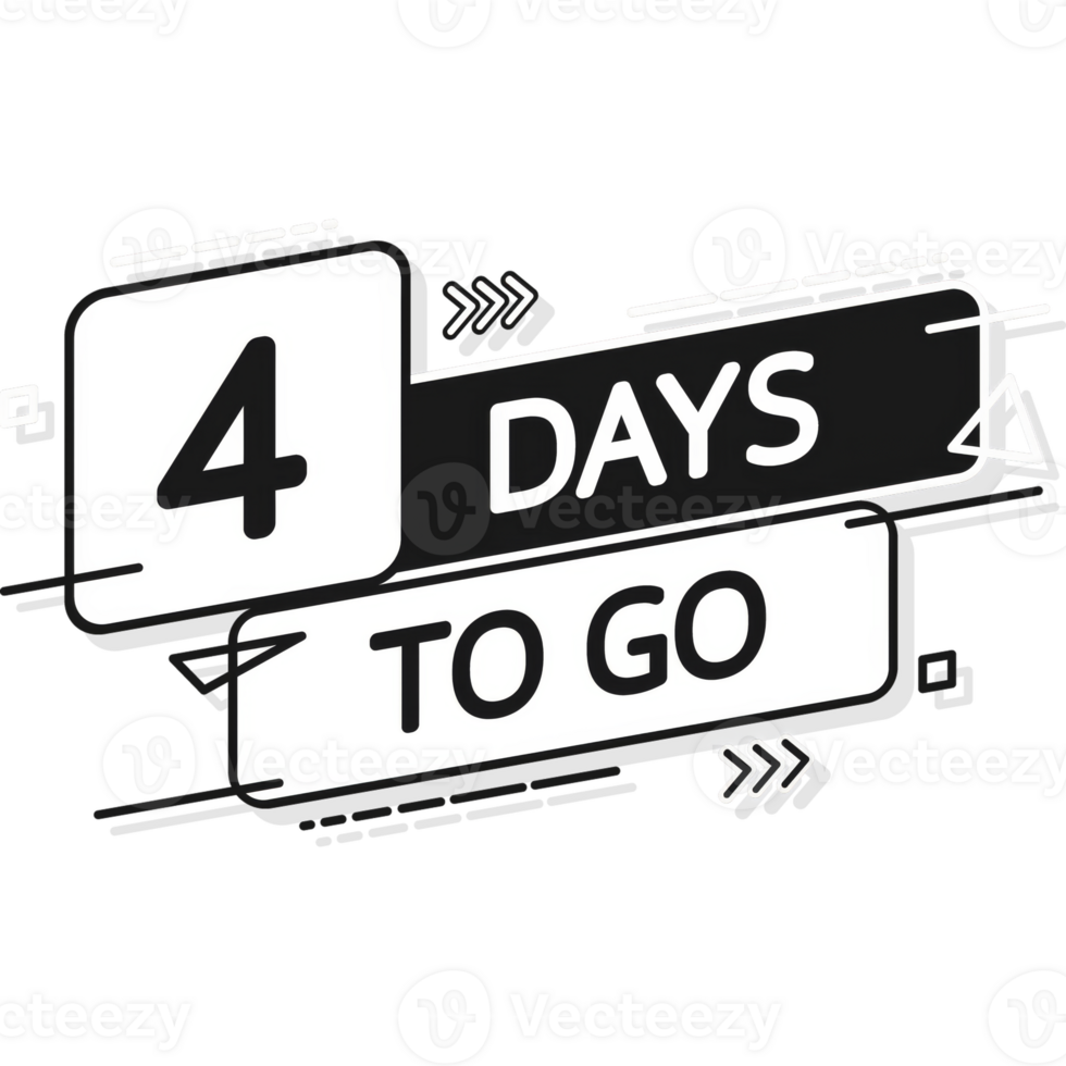 4 Days to go poster in flat style. illustration for any purpose. png