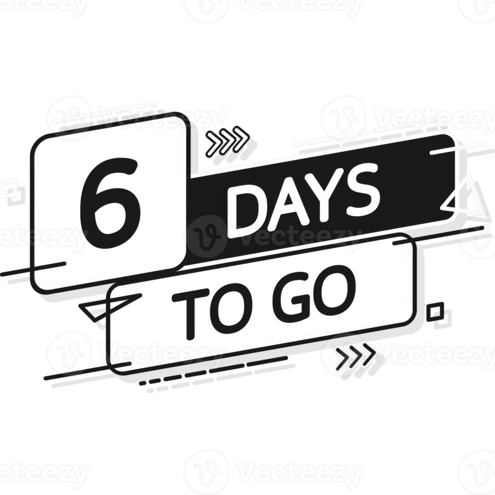 6 Days to go poster in flat style. illustration for any purpose. png