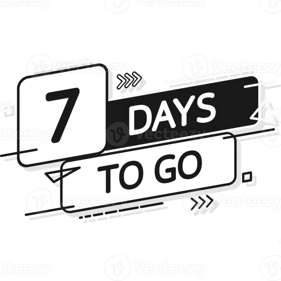 7 Days to go poster in flat style. illustration for any purpose. png