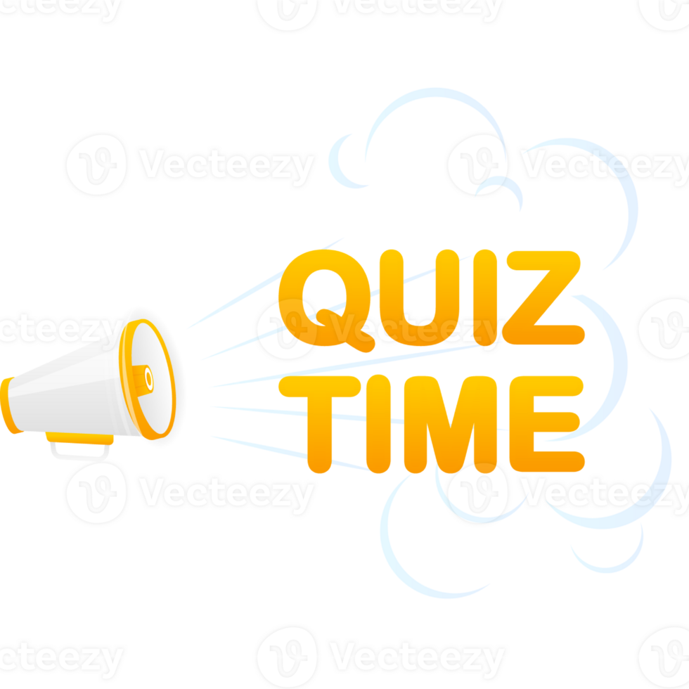 Megaphone red banner with quiz time sign. illustration png