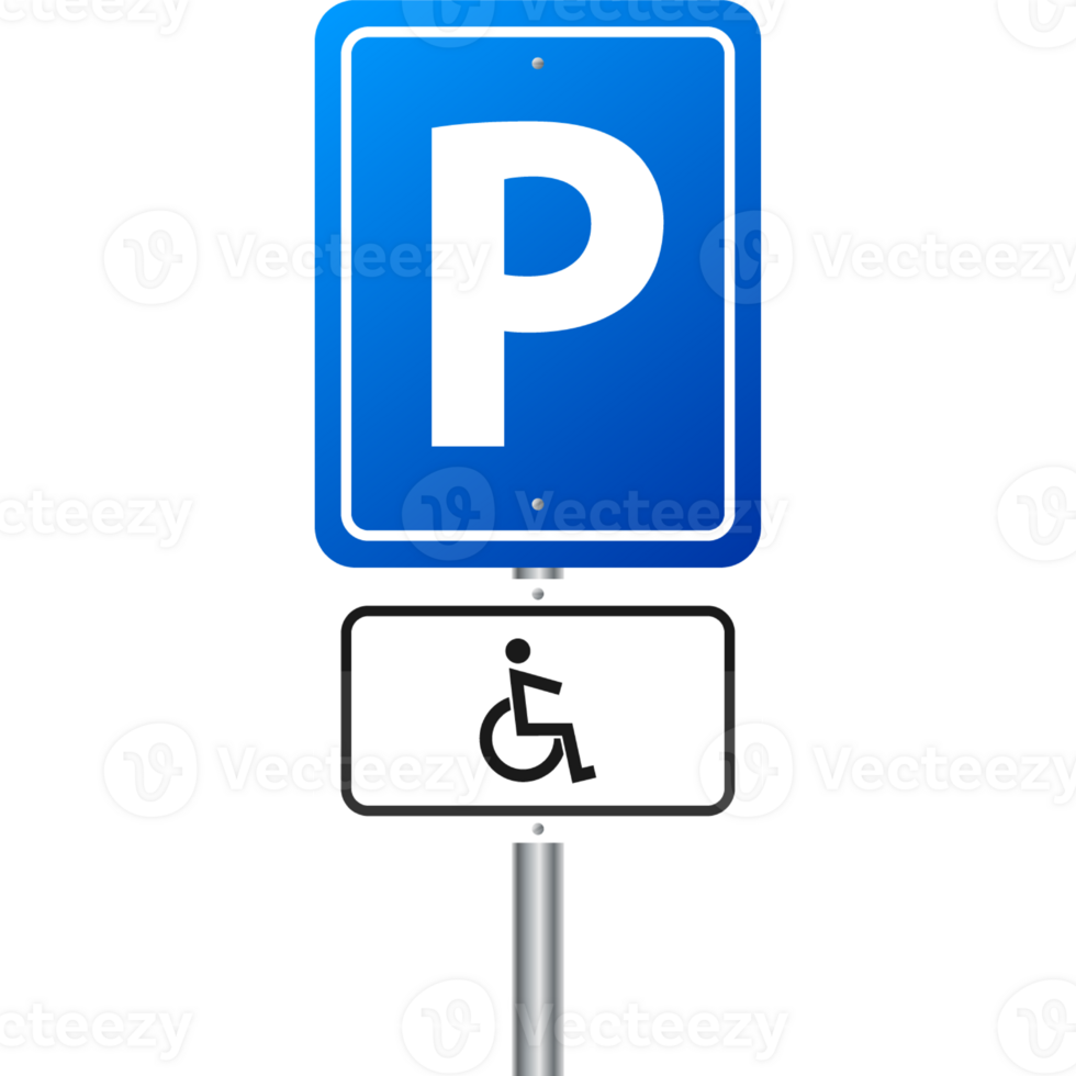 3d illustration on white backdrop. A handicap parking sign. art png