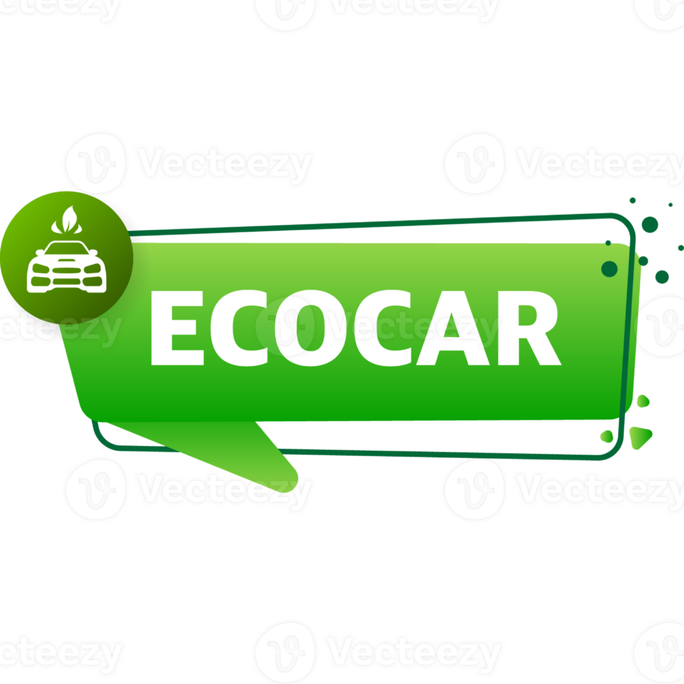 Banner with green eco car. Ecology concept. Electric power. Eco friendly transport concept. png