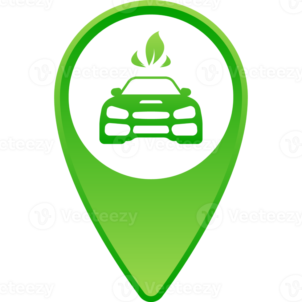 Banner with green eco car. Ecology concept. Electric power. Eco friendly transport concept. png