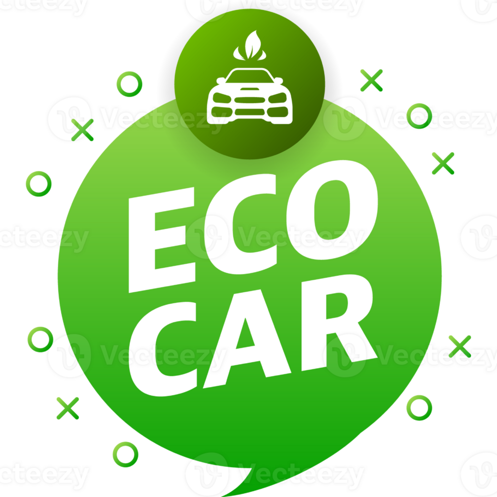 Banner with green eco car. Ecology concept. Electric power. Eco friendly transport concept. png