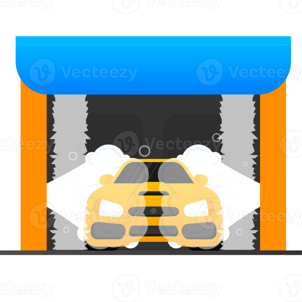 Abstract infographic with carwash flat illustration. High pressure washer. banner png