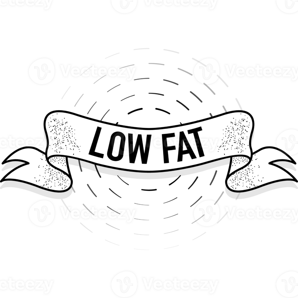 Flat low fat banner, ribbon on white backdrop. banner. Flat logo png