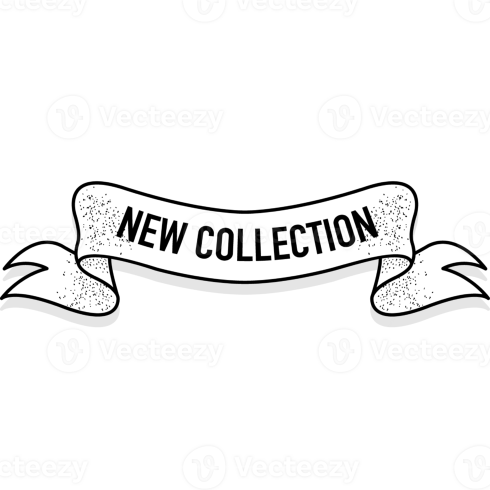 Vintage icon with flat new collection ribbon on white background for promotion design. Premium . banner png