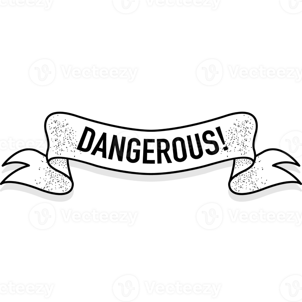Dangerous red ribbon in vintage style. illustration. png