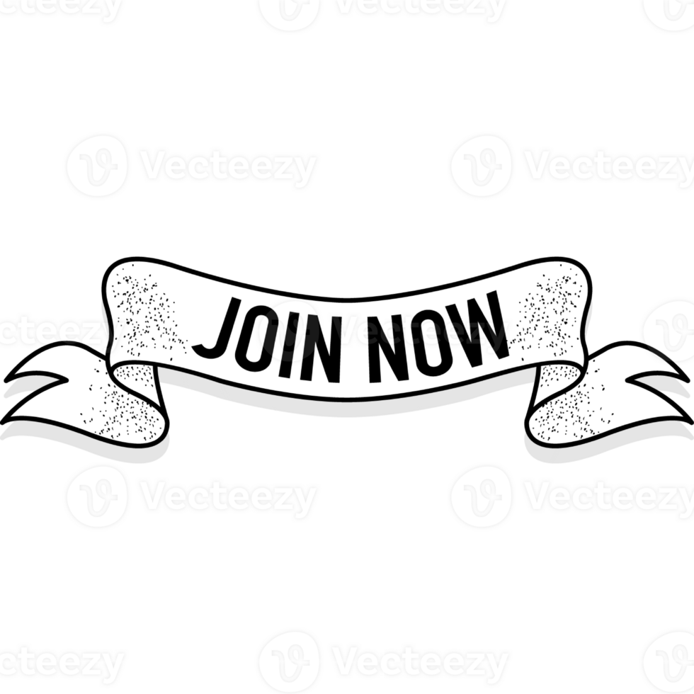 Join now ribbon on white background. design. Arrow icon png