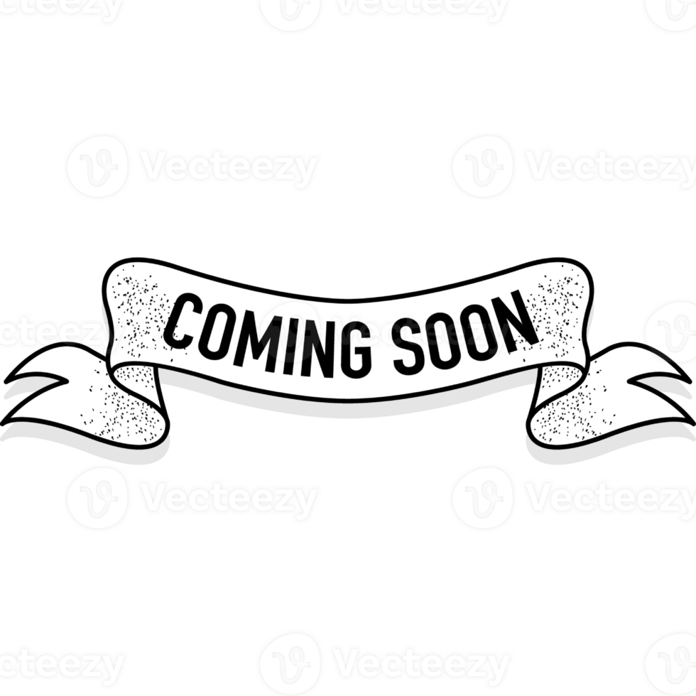 Coming soon ribbon isolated on white background. illustration png