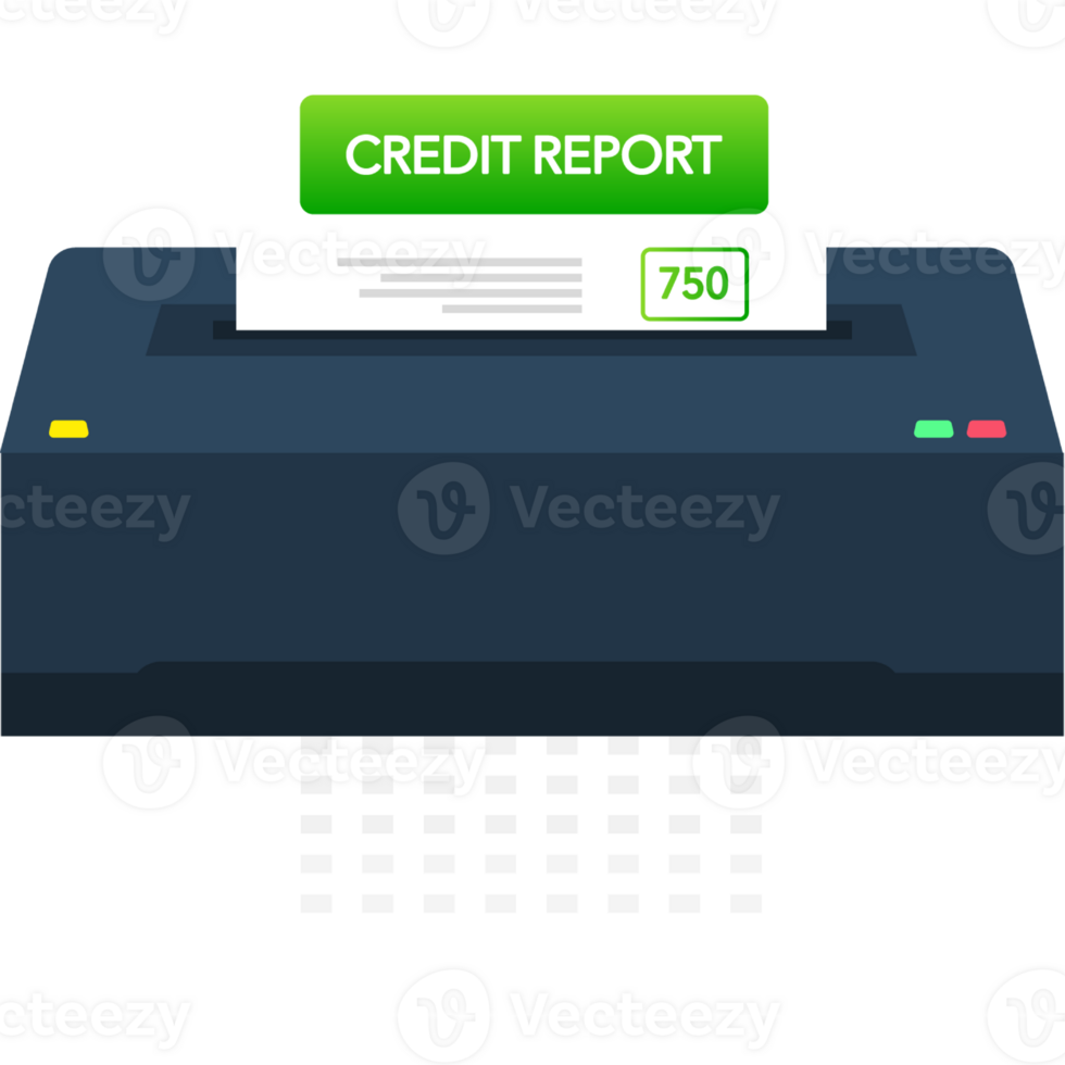 Detailed illustration of a credit score meter with shredder png