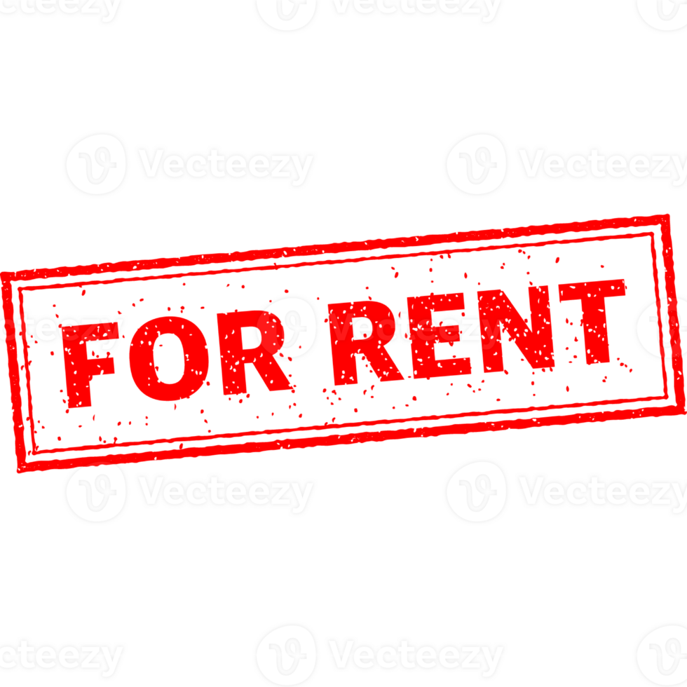 For rent stamp in flat style on red background. flat design. Business concept. Banner png