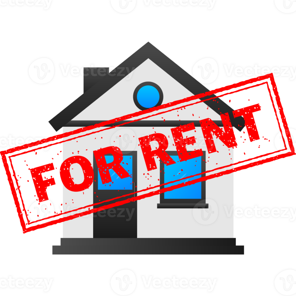 For rent stamp in flat style on red background. flat design. Business concept. Banner png