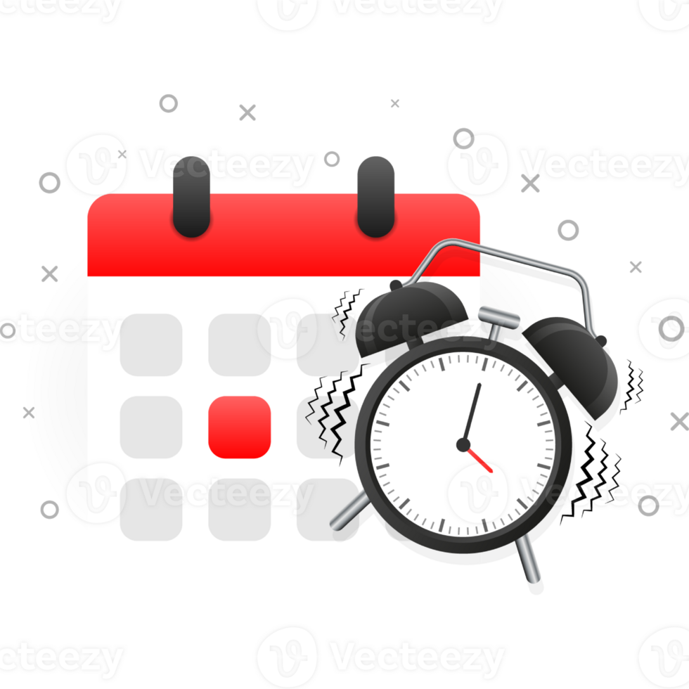 calendar and alarm Icon on white background. illustration png