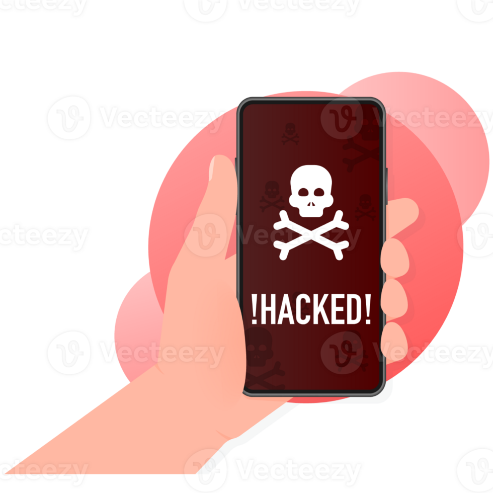 Hacked, great design for any purposes. Internet technology. Cyber crime, hacker attack. Phishing scam png