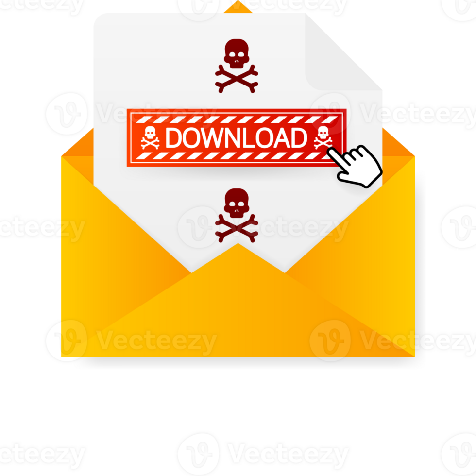 Modern red download envelope web template on light backdrop. Creative design. Web banner template. Data storage png