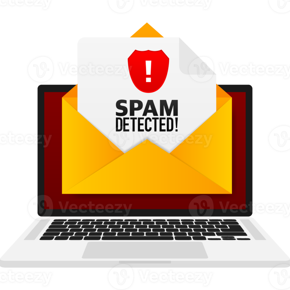 Red spam detected icon. Phishing scam. Hacking concept. Cyber security concept. Alert message png