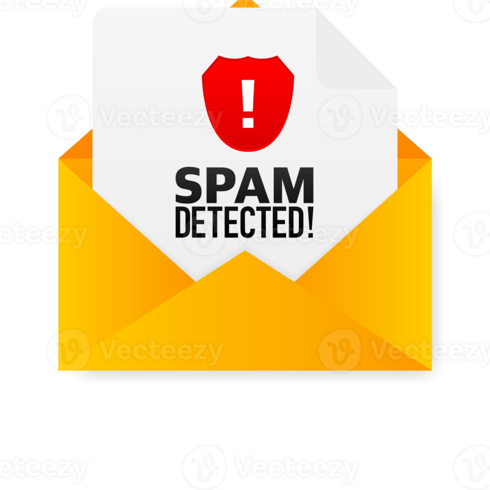 Red spam detected icon. Phishing scam. Hacking concept. Cyber security concept. Alert message png