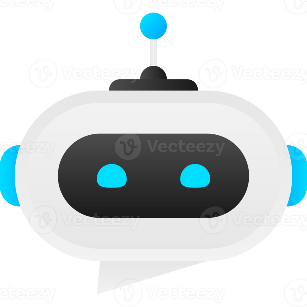 Flat illustration with blue bot. Customer support help service flat illustration png