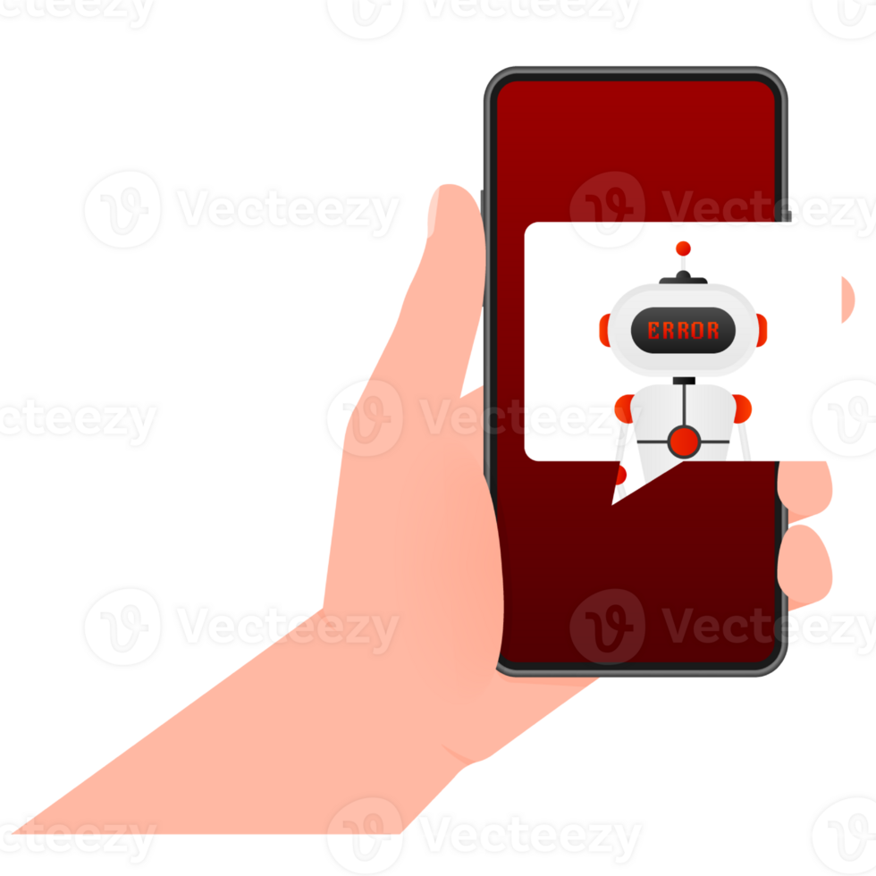 Error chatbot glyph icon. Silhouette symbol. Talkbot with error in speech bubble. Error bot. Artificial intelligence png