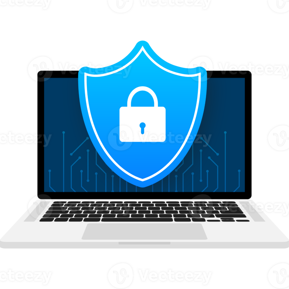Cyber security logo with shield and check mark. illustration png