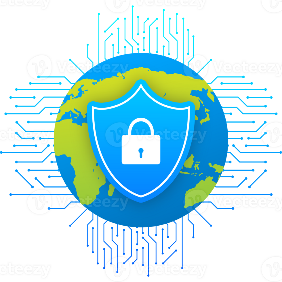 Abstract banner. Cyber security in 3d style. Communication technology. Database system png