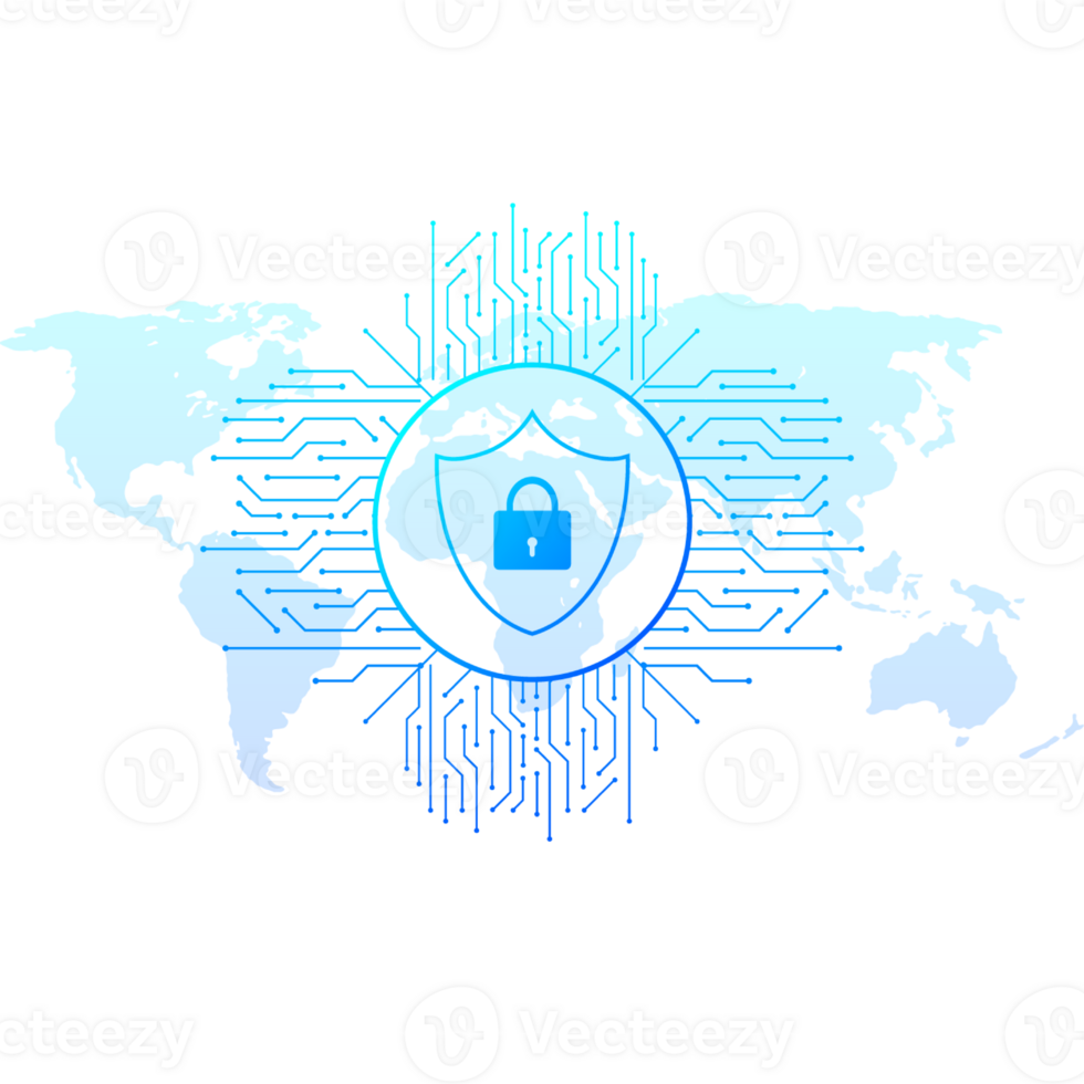 Abstract banner. Cyber security in 3d style. Communication technology. Database system png
