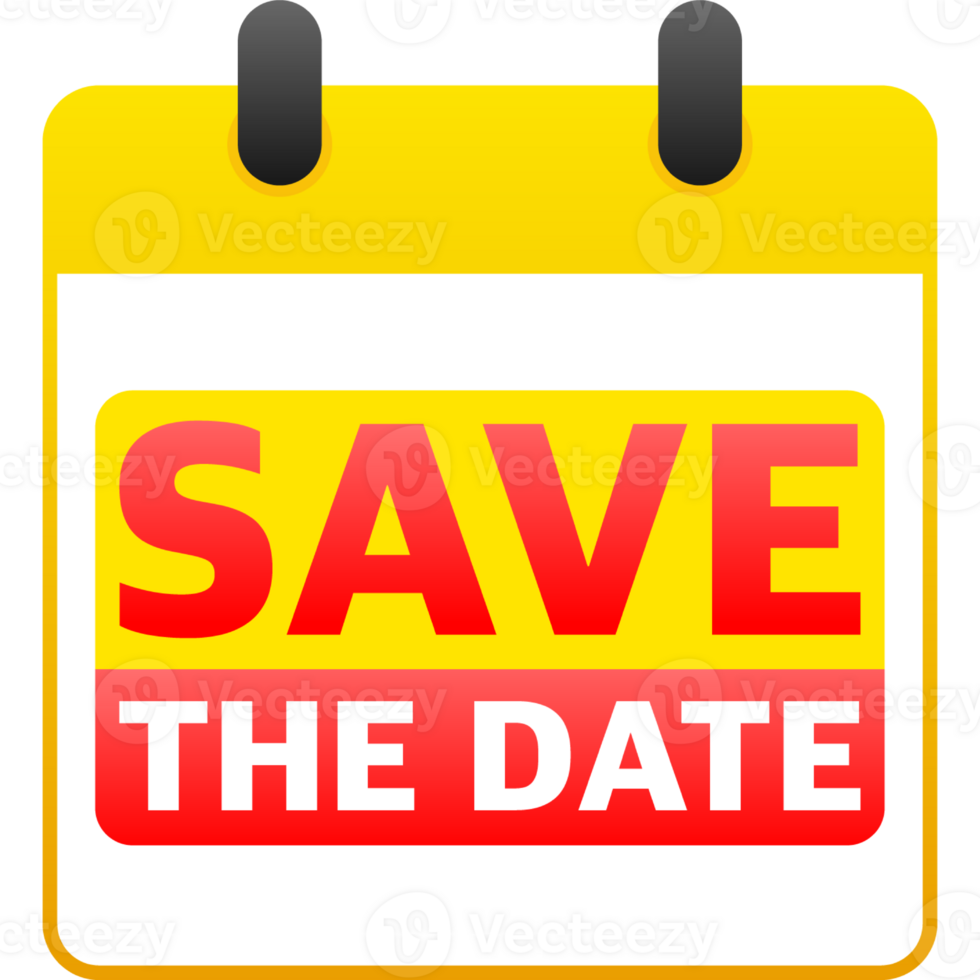 Flat modern calendar banner with Save the date. illustration png