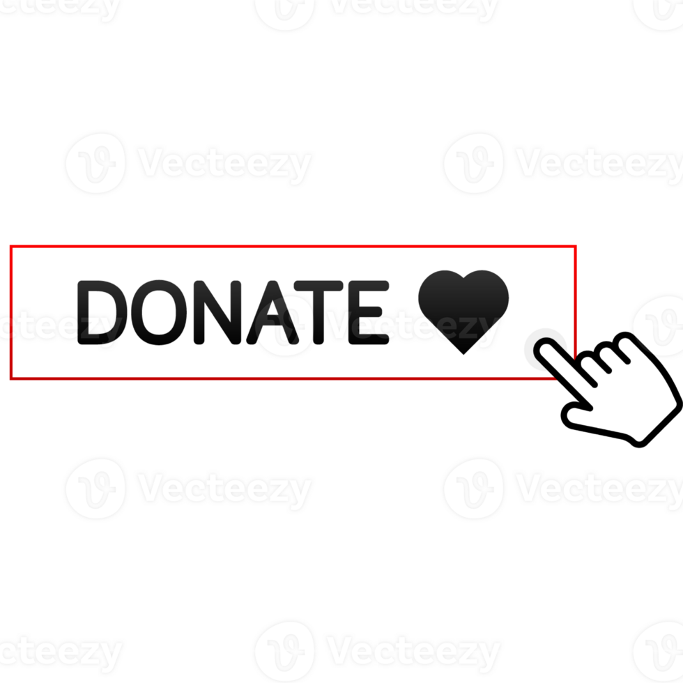 Donate heart red button in flat style. flat illustration png