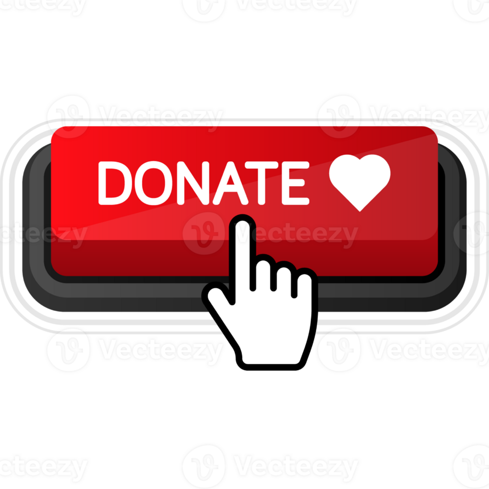 Donate heart red button in flat style. flat illustration png