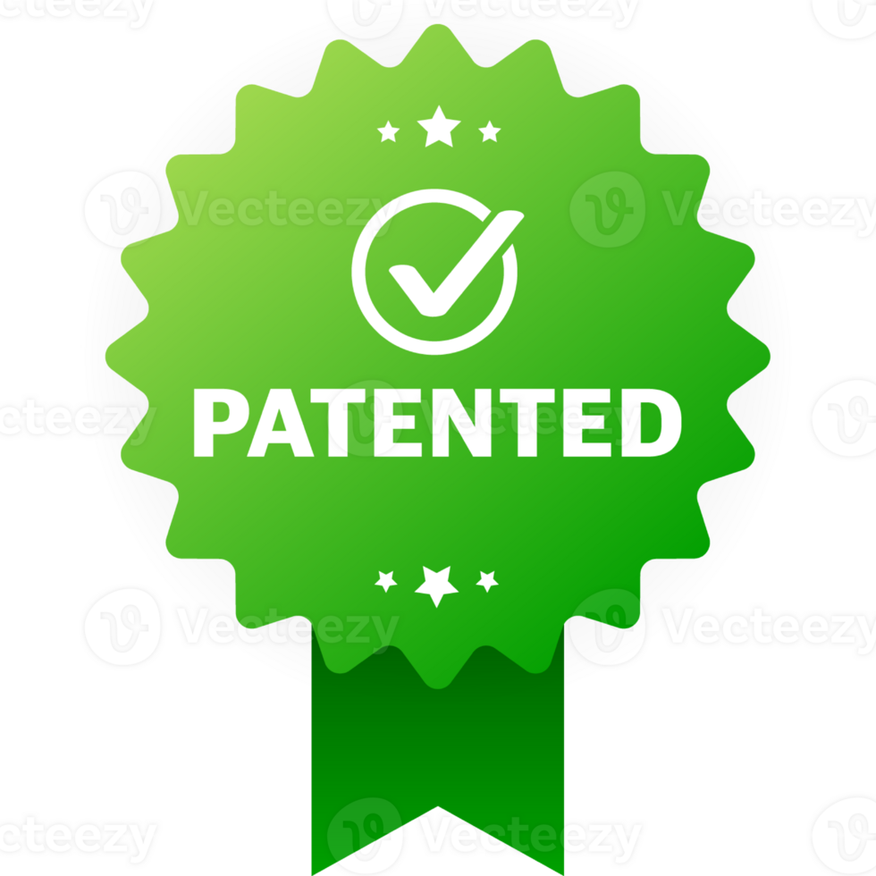 Patented, great design for any purposes. flat stamp and sign. illustration png
