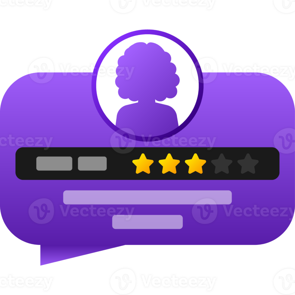 Customer review with gold star icon in flat style. illustration png