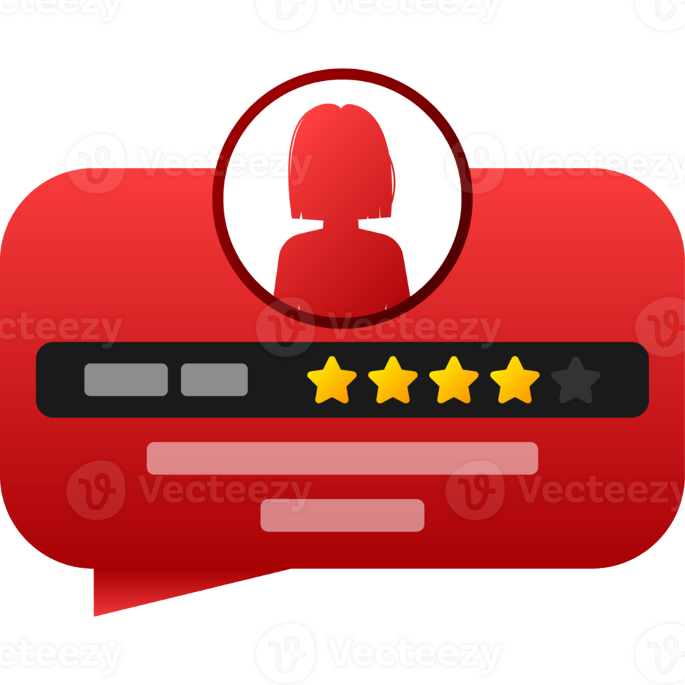 Customer review with gold star icon in flat style. illustration png